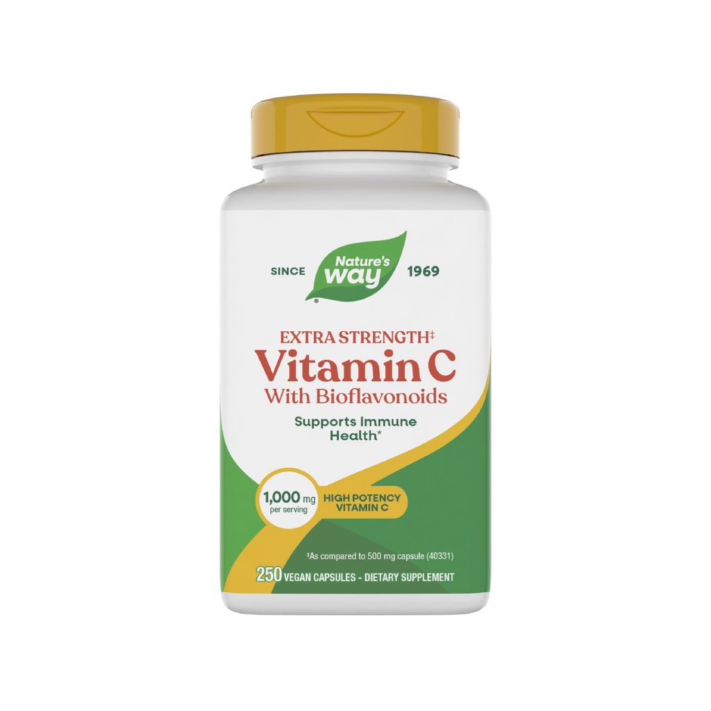 La vitamina C ad alta resistenza della natura con i bioflavonoidi, promuove la produzione di collagene per la pelle sana*, 1g di vitamina C come acido ascorbico per capsula, 250 capsule vegane (varia di maggio di imballaggio)