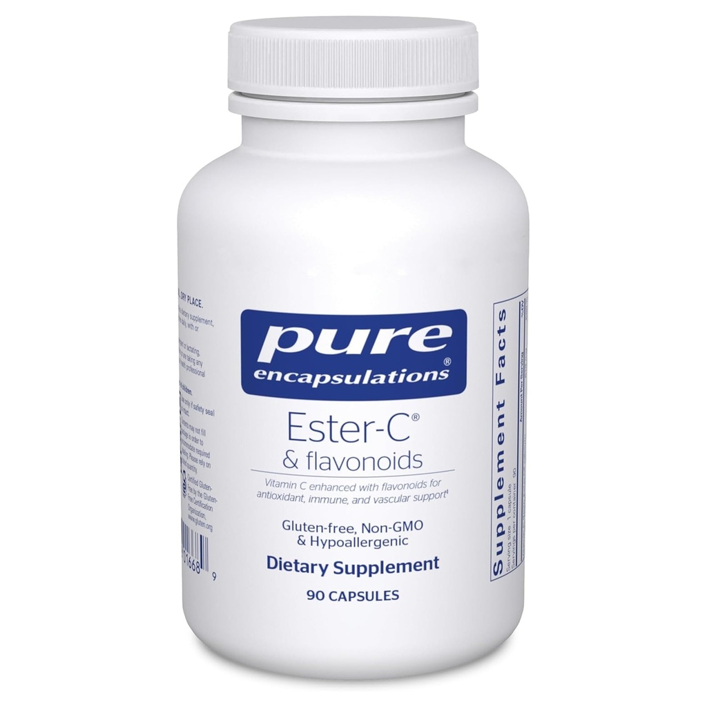 Ester-C & Flavonoidi - Integratore Vitamina C per Antiossidanti - Supporto Immune & Vascolare* con Calcium & Rutin - Genere sulla Digestione - Vegan & Non-GMO - 90 Capsule
