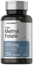 Horbäach Methyl Folate 400 mcg | 150 capsule vegane | Non OGM, Gluten Free | Integratore alimentare