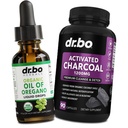 Olio di origano Gocce liquide organiche & capsule di carbone - Olio di origano Gocce di tintura e pillole di carbone per la pulizia di gas di Stomach Supporto immunitario di Detox, Binder digestivo - Organico