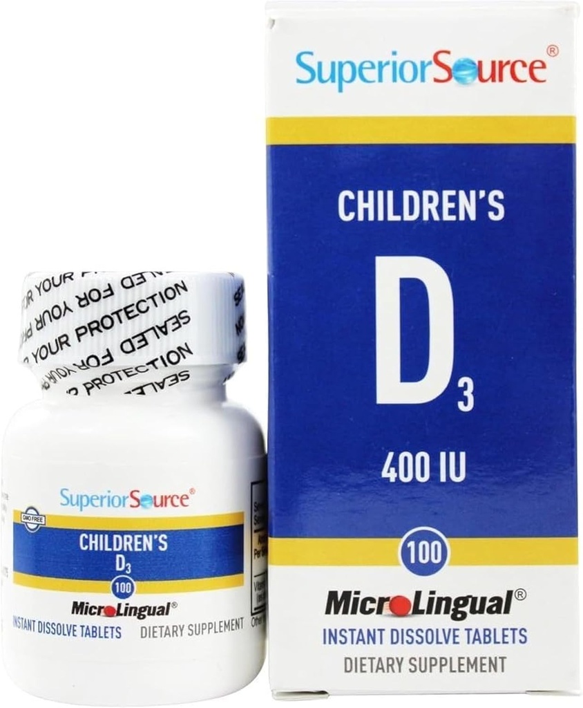 Vitamina D3 400 IU - Teeth, Integratore di supporto Bone & Immune per Bambini - Non OGM - 100 Compresse MicroLingual Dissolvable