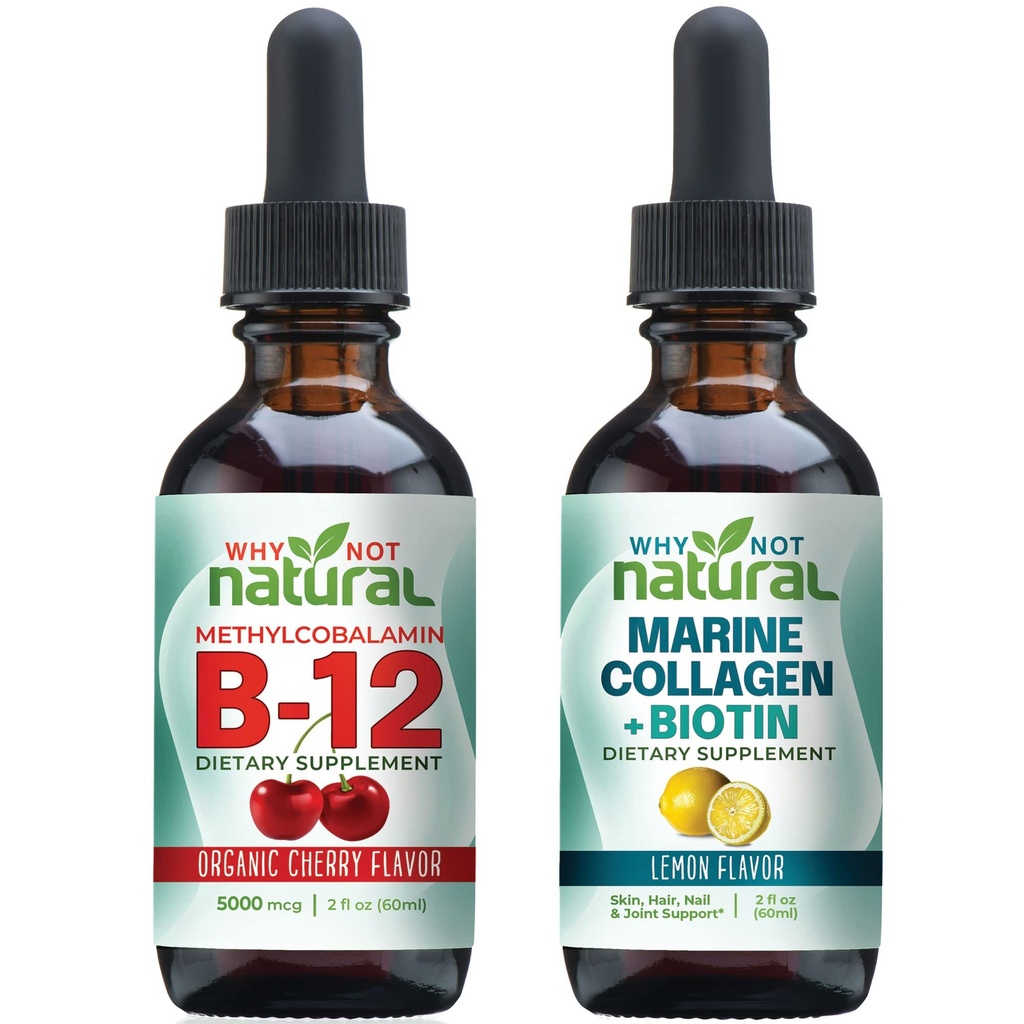 Perché non naturale B12 gocce e collagene marino liquido con biotina