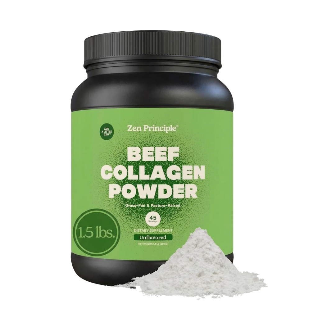Peptidi di collagene idrolizzato anglomerato a base di erbe di principio Zen 1,5 lb. Polvere proteica anti-invecchiamento per capelli sani, pelle, giunti. Paleo Friendly, OGM e Gluten Free, Bovina in pascolo.