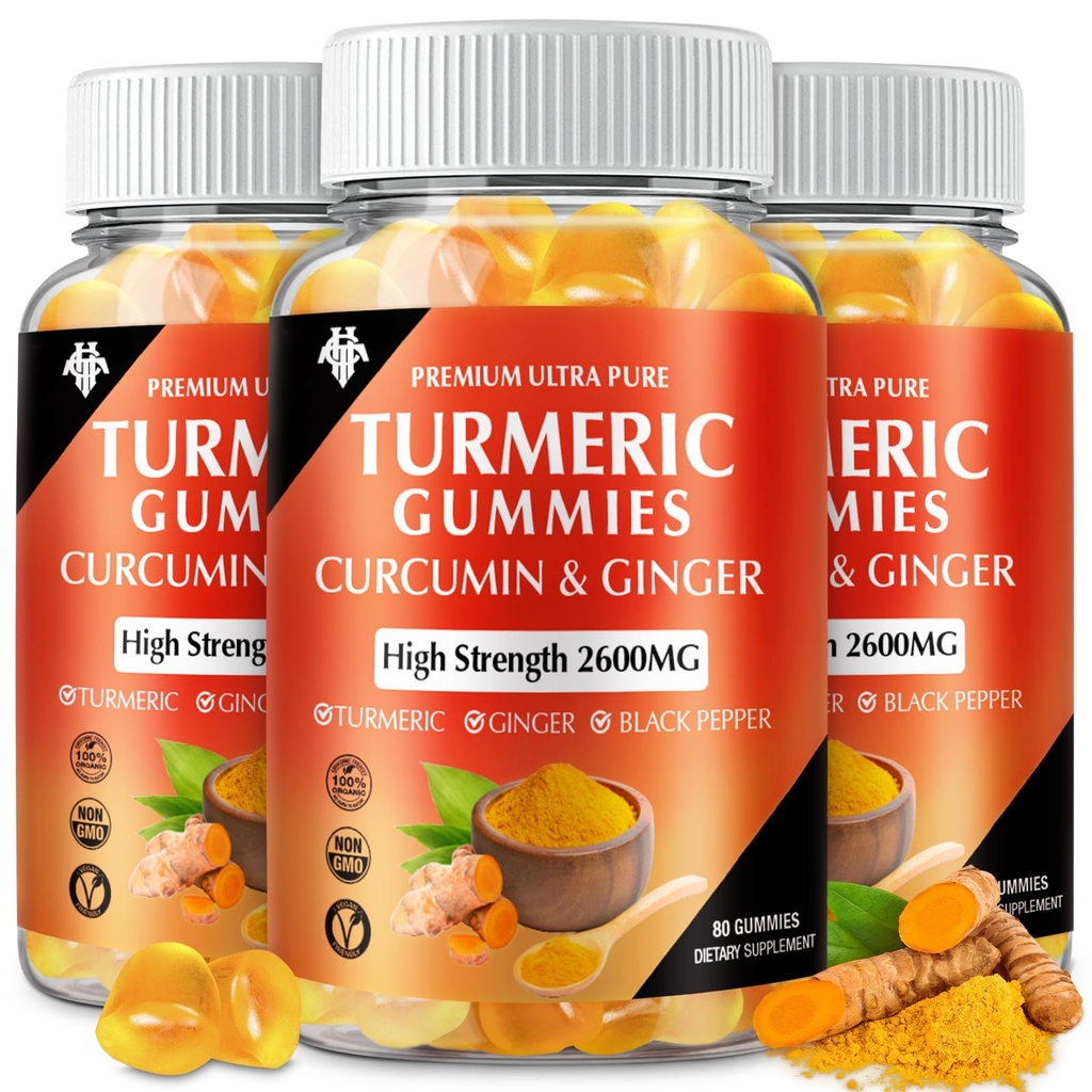 Gummies curcuma curcuma curcuma (3 Pack) - Curcumina curcuma curcuma curcuma curcuma curcuma curcuma curcuma curcuma supplementi con Ginger & pepe nero Gummies per il supporto muscolare immunitario Pelle sana - Vegan, senza glutine, basso zucchero - per gli adulti