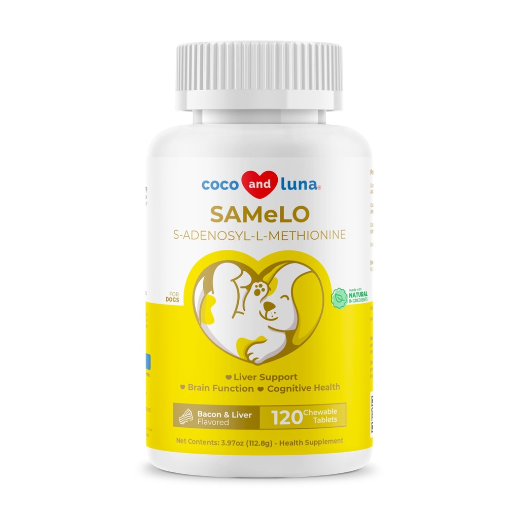 Stesso per cani - 120 Chewable Tablets - S-Adenosyl-L-Methionine, Integratore del fegato - Salute del cervello, promuove il supporto cognitivo, supporto del fegato (stesso Tablet)