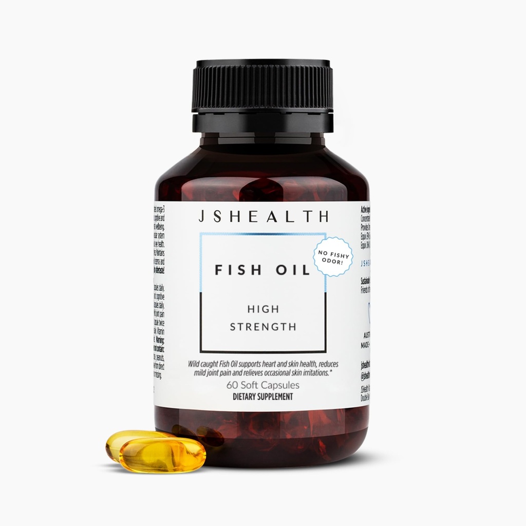 JSHealth ad alta resistenza Omega-3 Fish Oil | Wild-Caught, amico del mare certificato, 60 capsule