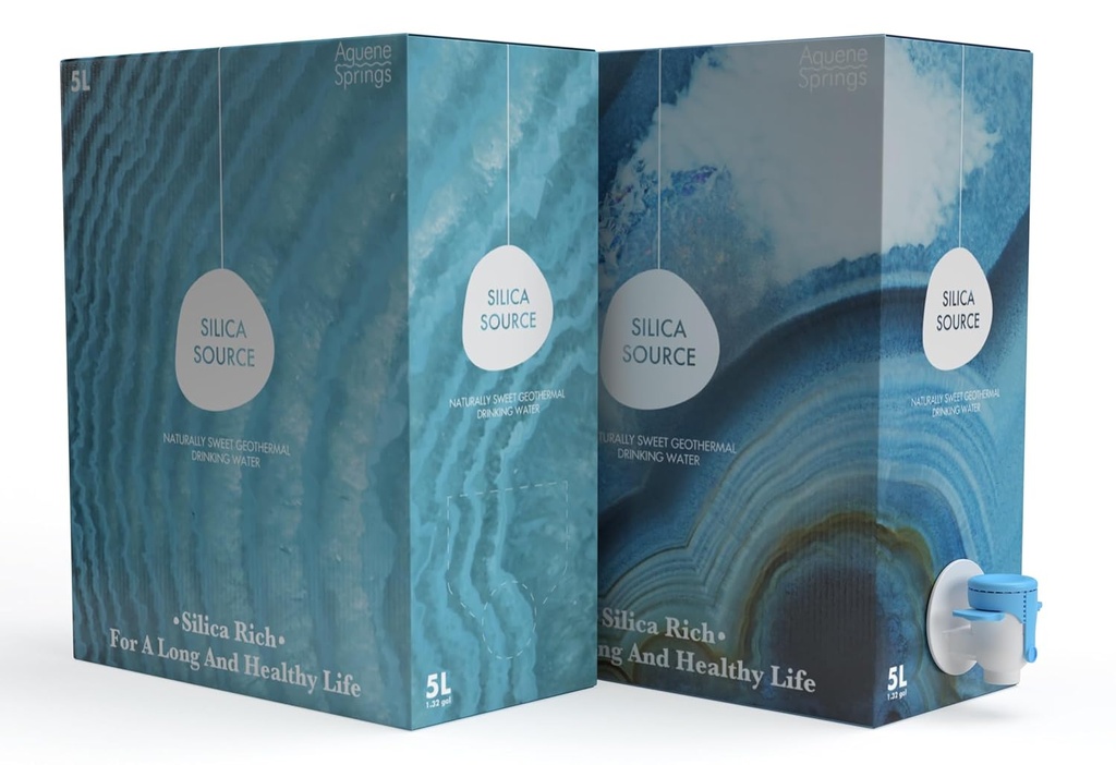 Acqua Sorgente di Silica di Aquene Springs, Acqua Geotermica Pure, Silica-Rich per l'idratazione quotidiana, Filtro naturale, Deuterium Depleted, pH 8., Promuove la salute cardiovascolare, Rilievo del dolore e Anti-invecchiamento