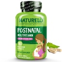 NATURELO Postnatal Multivitamin - Supplemento per le donne che allattano - Vitamina D basata sulle piante, Folate, Ferro Gentle - per la madre infermieristica, Baby - Post Natal Lactation Support 180 Capsule