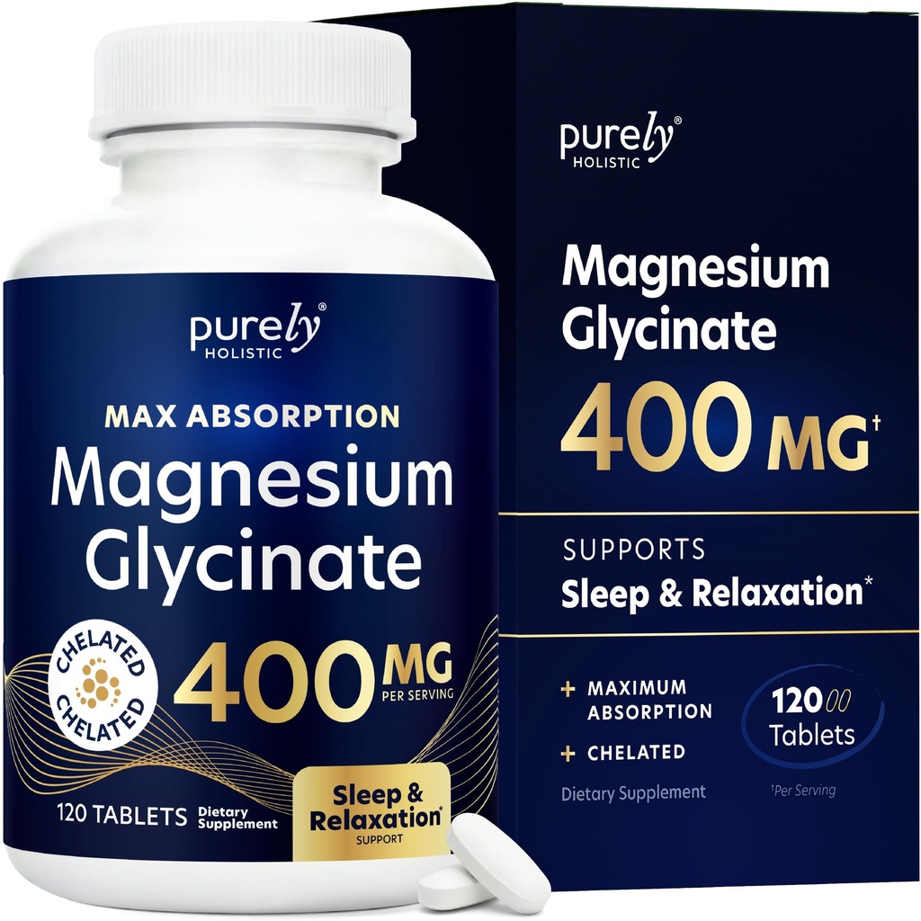 Magnesium Glycinate 400mg, Sleep & Relaxation Support, High Absorption