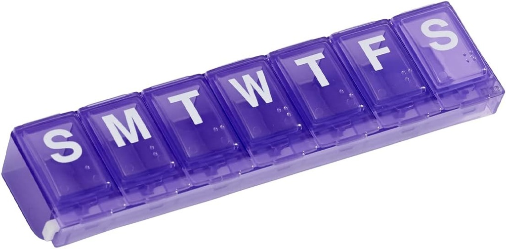EZY DOSE Settimanale (7-giorno) Pillola Planner, Medicina Case, Vitamin Organizer Box, Grandi scomparti di chiusura per Secure Prescription Medication e Prevenire Accidental Spilling, Viola