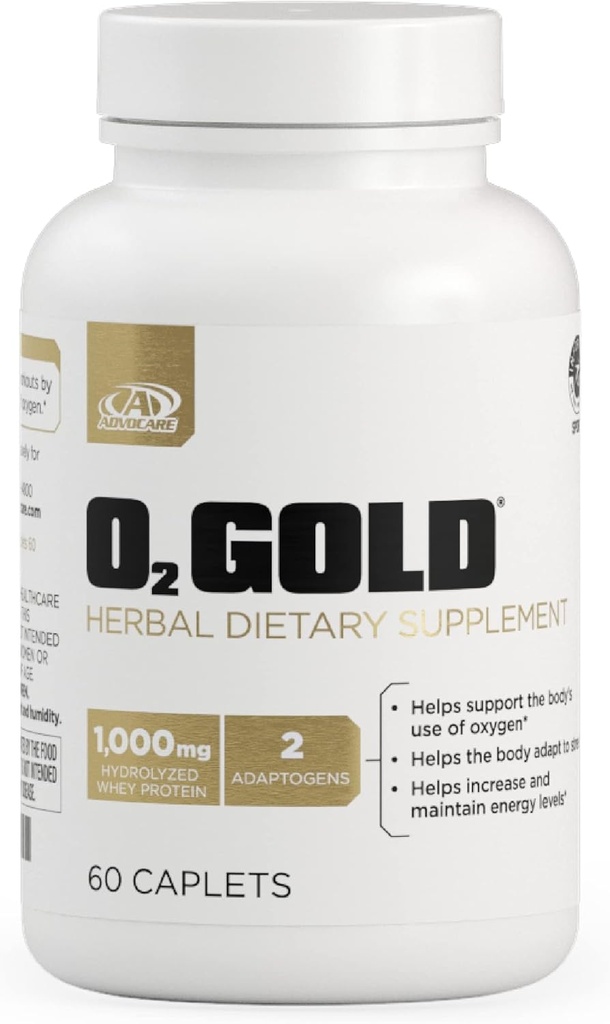 AdvoCare O2 Gold - Integratore di ossigeno nel sangue con Rhodiola Rosea Root & Proteine del siero idrolizzate - Supporta l'energia* - 60 Caplets