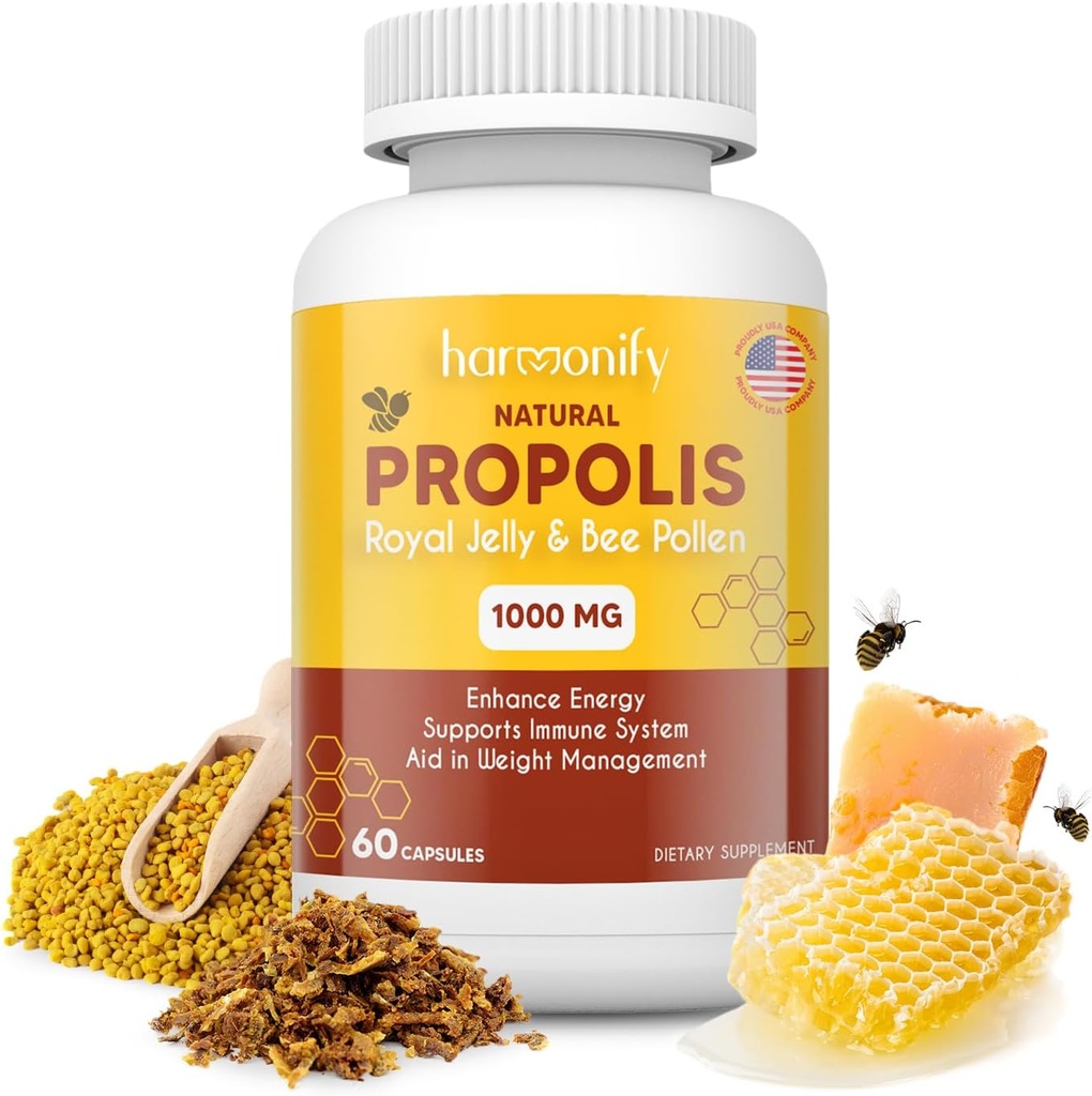 Estratto di gelatina reale di polline di ape con Carob, supplemento di supporto immunitario puro, senza glutine, capsule vegetariane, 1000 mg