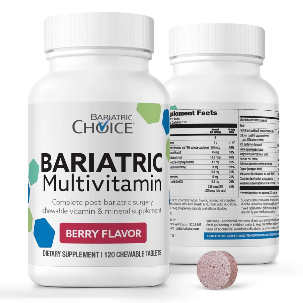 Scelta Bariatrica La mia multivitamina masticabile Bariatrica con il calcio di ferro & 300mg, la bacca (120ct)