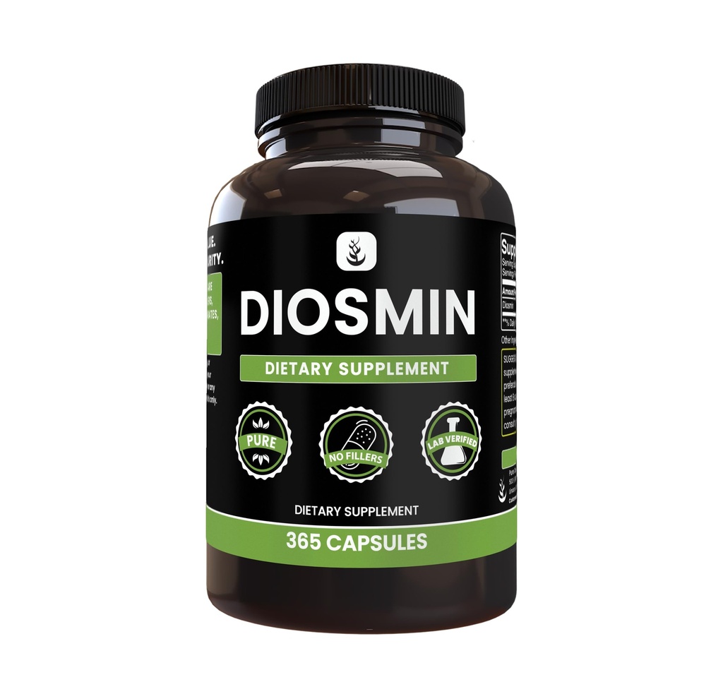 PURE ORIGINAL INGREDIENTI Diosmin (365 capsule) Nessun filler di magnesio o di riso, sempre puro, verificato il laboratorio