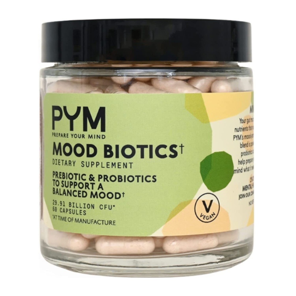 Prebiotici e Probiotici Biotici Mood di PYM con 22,91 miliardi di CFU (60 conta) Gut Health & Mood Support Supplemento | Non OGM, Vegan, Gluten Free