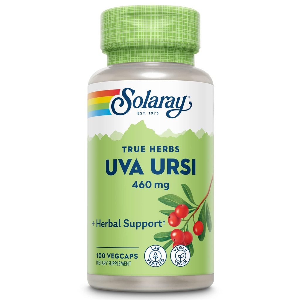 SOLARAY Uva Ursi Leaf 460 mg | La vescica sana, Rene & Urinary Tract Function Support | Non-GMO | 100ct (Take 3 Daily)
