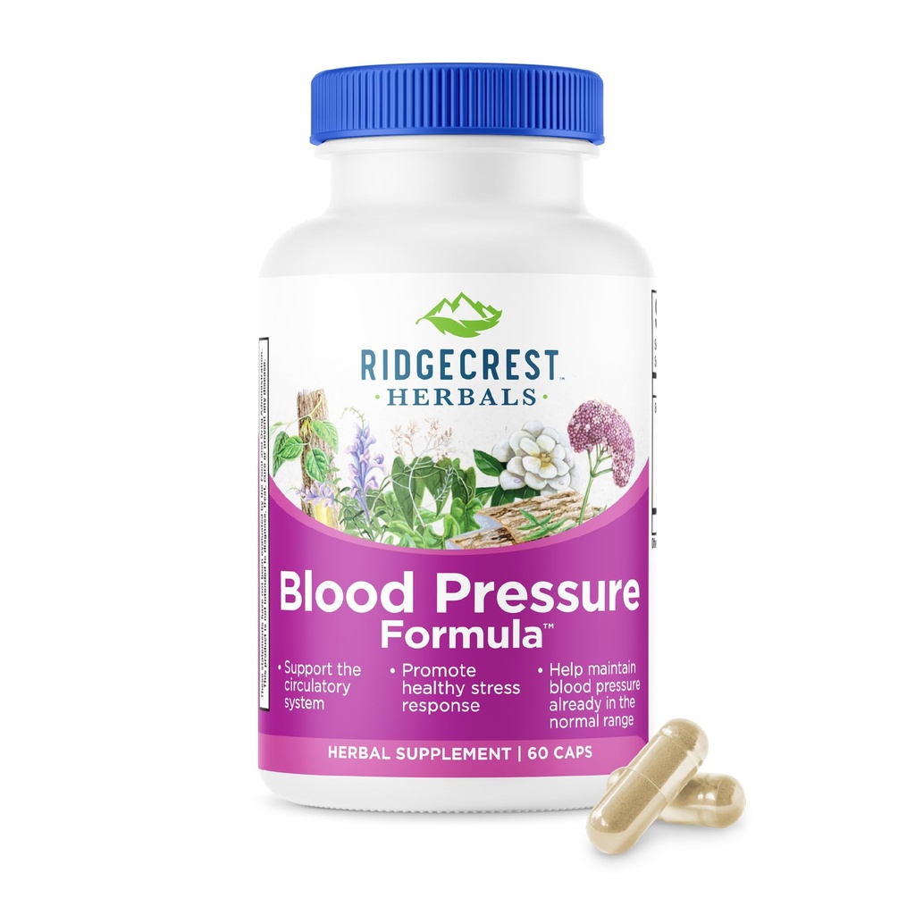 RidgeCrest Herbals Blood Pressure Herbal Formula, 12 Erbe, Poria Mushroom, Gastrodia, Gardenia, per il cuore, Vascular, Circulation Health (60 Conte (Pack of 1))