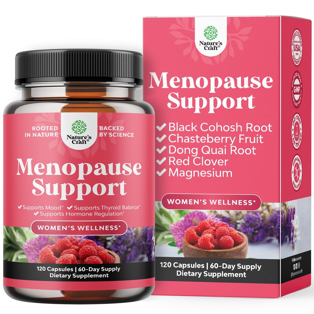 Integratore di menopausa di erbe completo per le donne - capsule di equilibrio dell'ormone femminile per le maglie notturne Flashs caldi & mood Swings con Dong Quai, Chaste Berry & Black Cohosh Root - 120 Count Pack