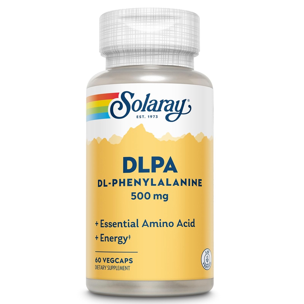 SOLARAY DL-Phenylalanine, 500mg | 50-50 Blend di aminoacidi essenziali per il sistema nervoso, Mood & Energy Support | 60 VegCaps