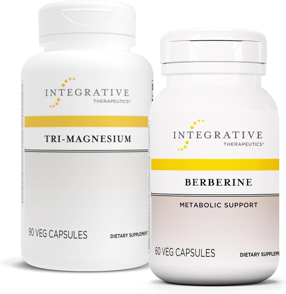 Terapia Integrativa Bundle con Berberina, 60 capsule & Tri-Magnesium, 90 capsule - Berberina per il supporto Metabolico* - Tri-Magnesio per la salute di cuore e ossa*