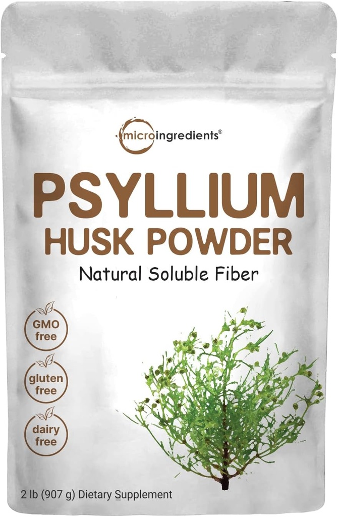 Micro ingredienti Psyllium Husk Powder, 2lbs (32oz) | Supplemento giornaliero di fibra solubile | India Origin | Prebiotici naturali e probiotici | Supporta la salute digestiva
