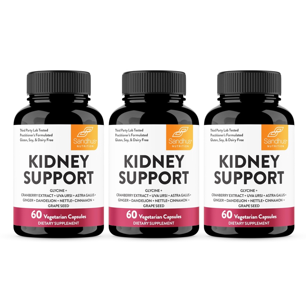 Sandhu's Kidney Cleanse Detox & Repair Support Supplemento per gli uomini e le donne | con estratto di mirtillo | Aiuta a sostenere il rene & Urinary Tract Health | 60 capsule vegetariane (Pack of 3)