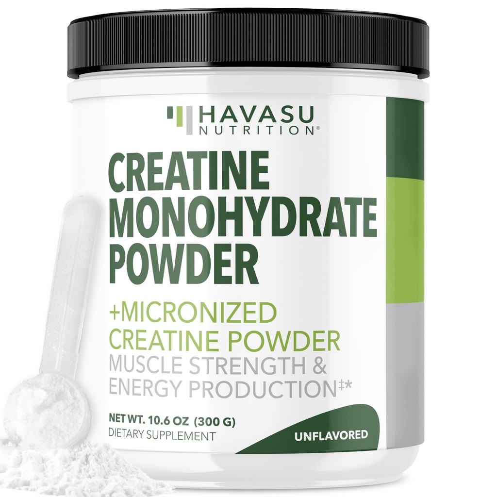 Polvere di monoidrato di creatina micronizzata - bevanda di recupero post allenamento - produzione di muscolo, resistenza e energia - 5g non aromatizzata, non OGM, Vegan e senza glutine polvere di creatina per gli uomini - 60 porzioni