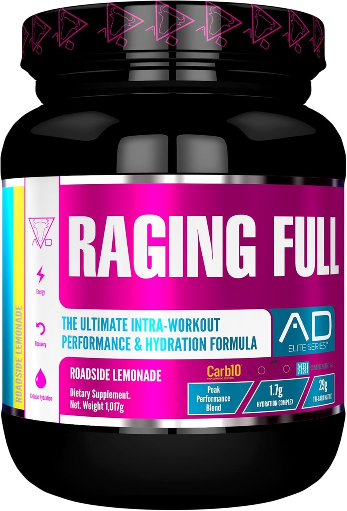 Progetto AD Raging Full Ultimate Intra-Workout Performance and Hydration Formula (30 Servings, Roadside Lemonade)