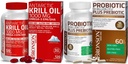 Bronson Probiotic 50 miliardi di CFU + Prebiotico con mela polifenoli & Ananas Frutta Extrac Antartico Krill olio 1000 mg con Omega-3s EPA DHA