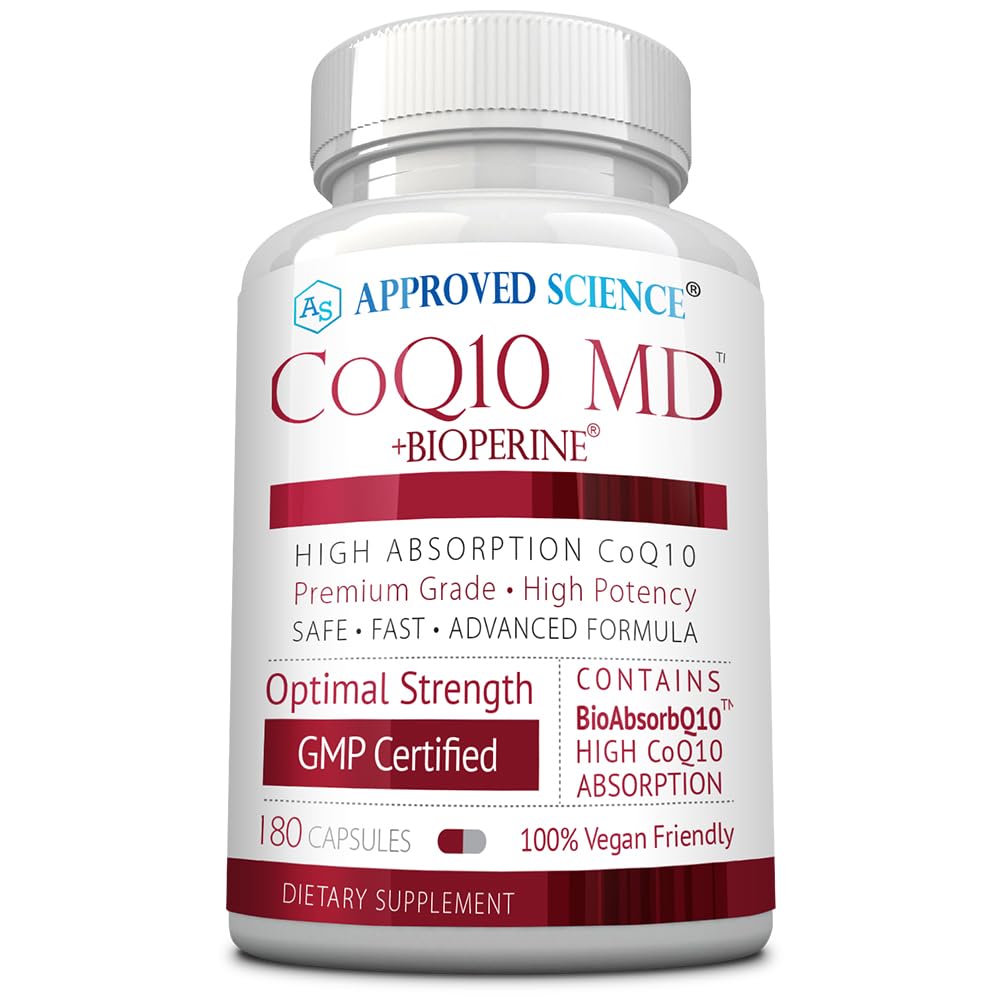 Approvato Science® CoQ10 MD - Extra Strength 300mg Pure CoQ10 con Bioperine® per un assorbimento più rapido - Supporto ottimale - Alimentazione di 3 mesi