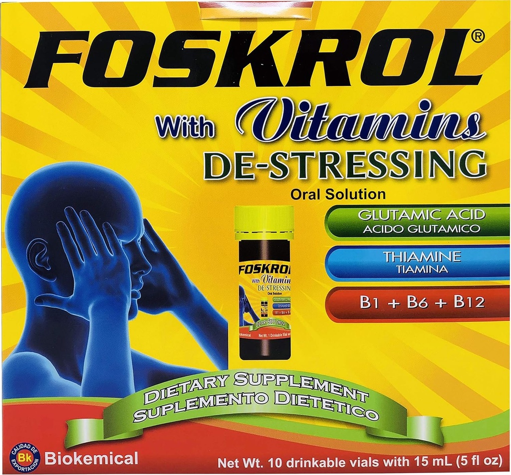 con Vitamine DeStressing - 10 Vials Contabili - B Vitamine e Acido Glutamico - Biokemical (10 Vials - Destressante)