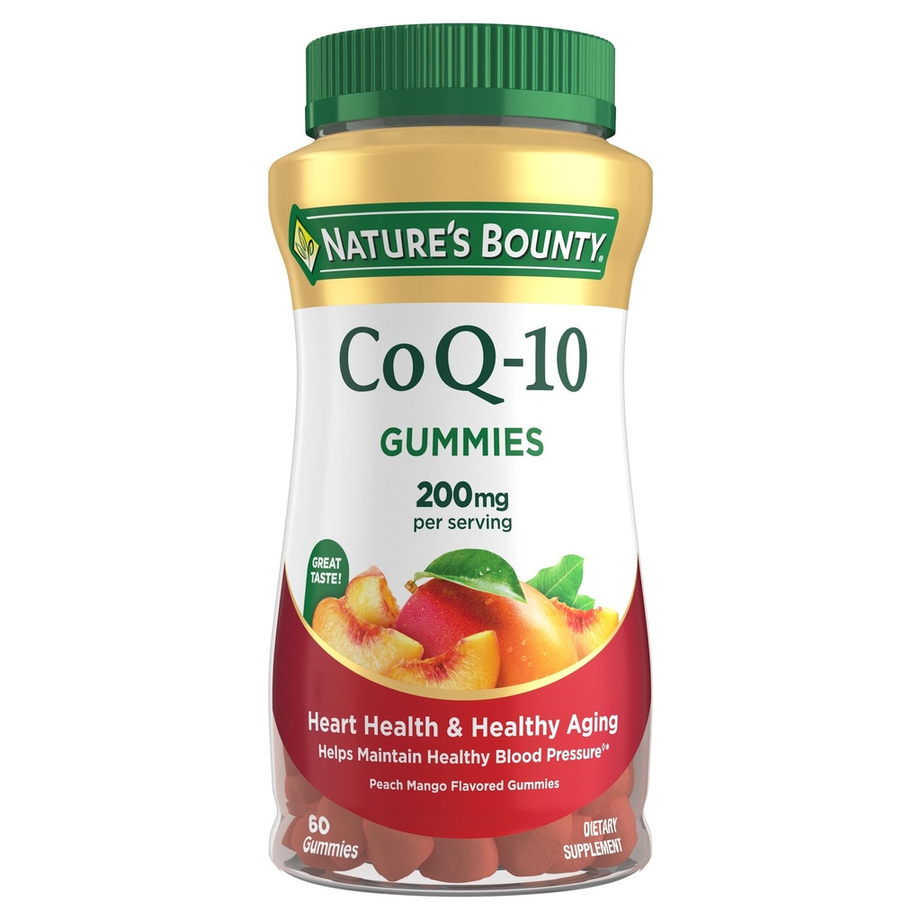 Bounty CoQ10 Gummies, Supporta la salute del cuore, CoQ10 200mg, Peach Mango Flavor, 60 Conte