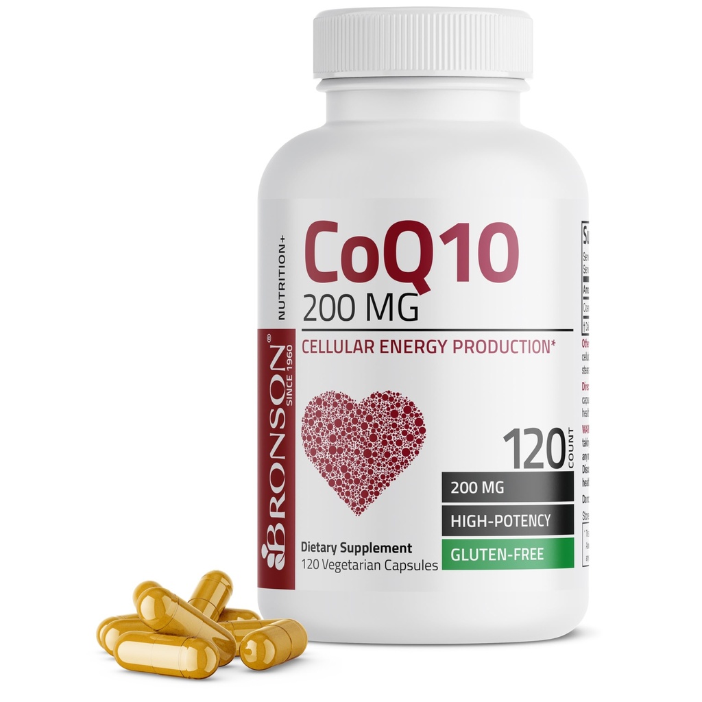 Bronson CoQ10 200 MG ad alta potenza produzione di energia cellulare, 120 capsule vegetariane