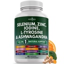 Selenio, zinco, iodio, L tirosina, Ashwagandha - Supplemento di supporto per le donne e gli uomini con la vescica, curcuma, silice Kelp, Schisandra - 60 Conte
