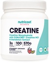 Polvere monoidrata di creatina di Nutricost per le donne, micronizzata, limonata di fragole, 100 porzioni - vegetariano, non OGM, senza glutine