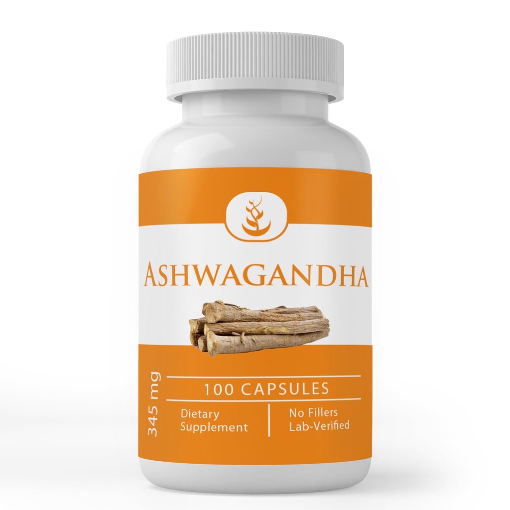 PURE ORIGINAL INGREDIENTI Ashwagandha (100 capsule) Sempre puro, Nessun Additivo o Filler, Lab verificato