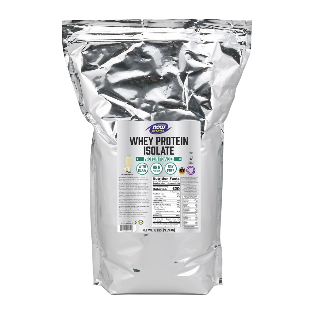 ORA Alimenti Nutrizione sportiva, Isolato di proteine del siero, 25 g con BCAA, Polvere di vaniglia cremosa, 10-Pound