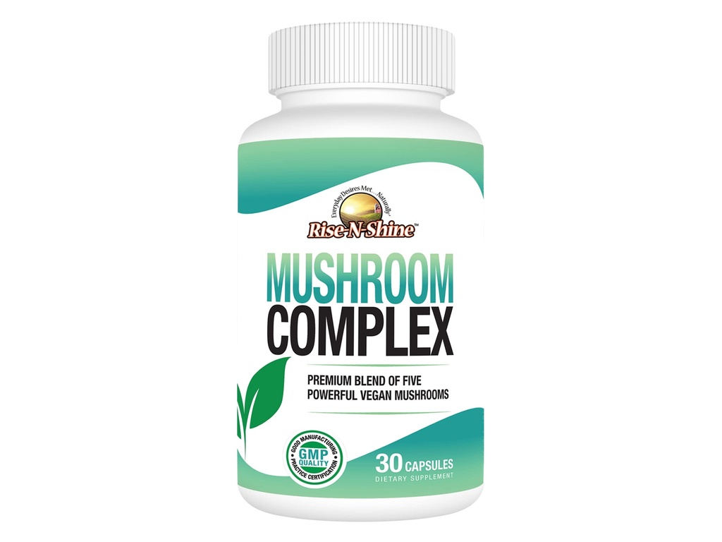 Rise-N-Shine Mushroom Complex Supplemento per Clarity & Focus - Supporto Immune w/Lion’s Mane, Reishi, Mushroom, Chaga, Maitake & Shiitake Mushroom - 30 giorni di alimentazione - 30 capsule