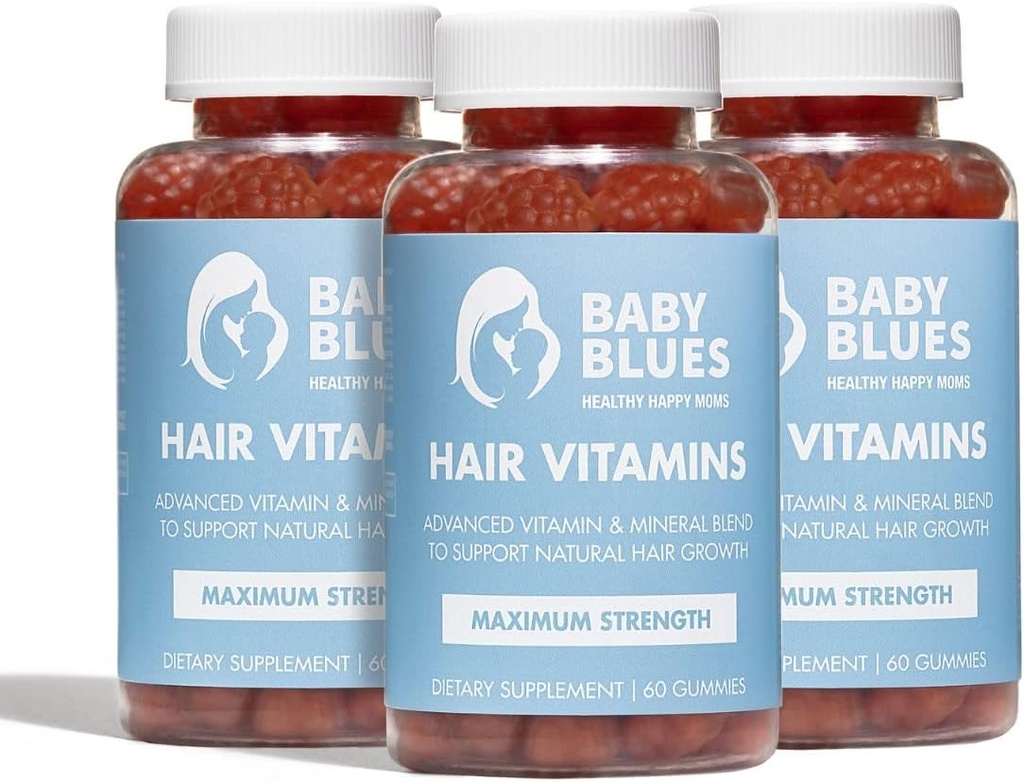 Baby Blues Postpartum Hair Loss Vitamins - Full Hair Cycle Pack - con Biotin, Collagen, & Folate