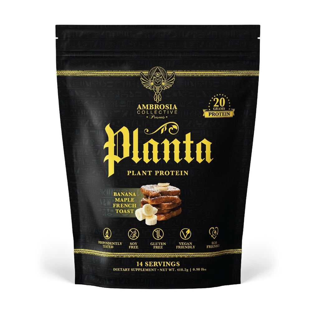 Ambrosia Planta - Premium Plant-Based Protein | Vegan & Keto Friendly | Guurmet Flavors with No Bloating or Stomach Upset | No Aggiunto Sugar | 14 Servings | (Banana Maple)
