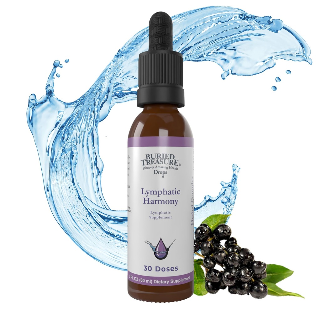 Gocce di Armonia Limfatica Buried Treasure - 2oz, 30 Serve, Supplemento linfatico con Cleavers, Burdock, Echinacea e Astragalus
