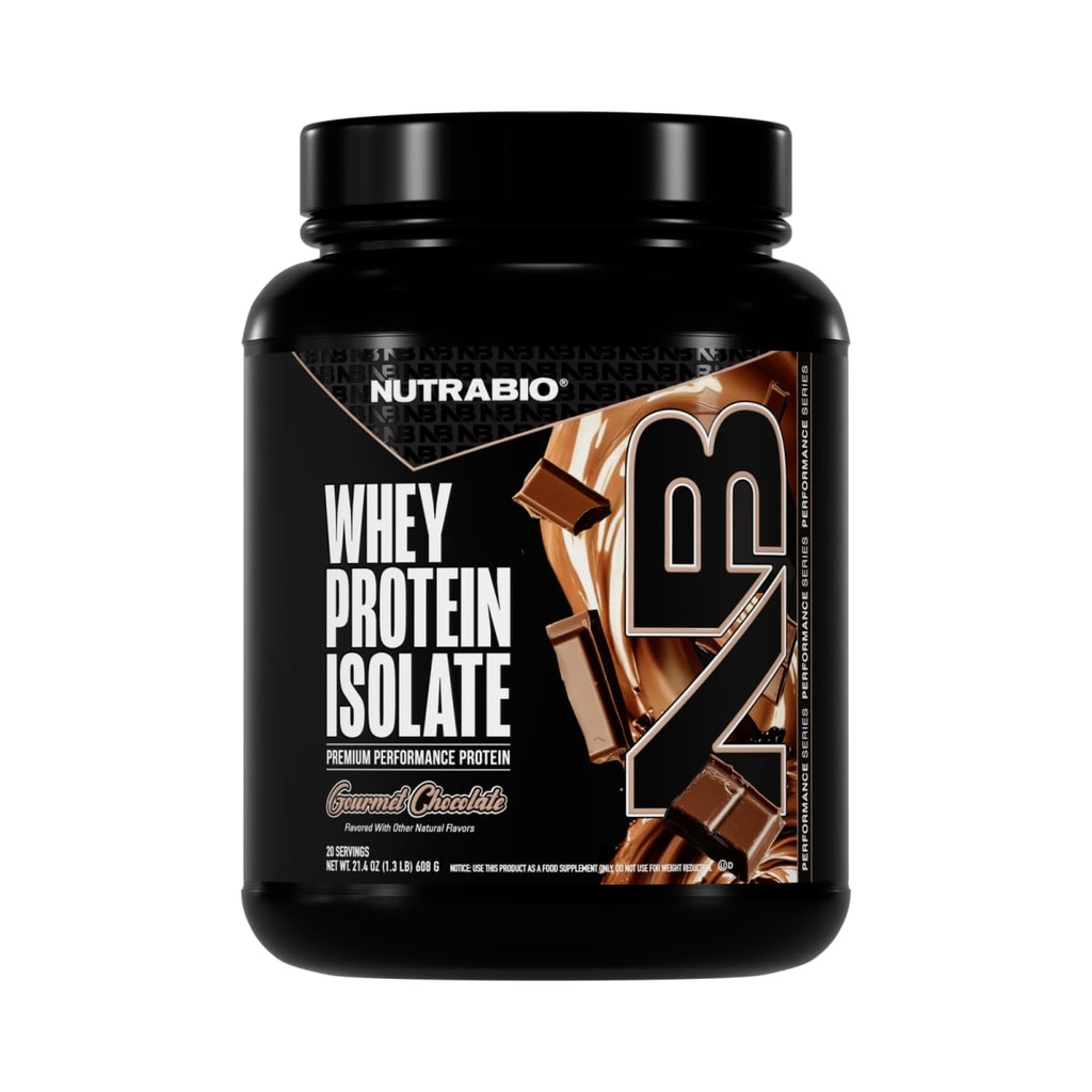 NutraBio 100% Whey Protein Isolate Protein Powder, 25g Protein con profilo completo dell'aminoacido, Non OGM, Soy & Gluten Free, Carbo basso, Polvere di proteine del siero di calcio basso, Cioccolato di gourmet, 2 Lbs