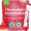 Zero Sugar Watermelon Candy Electrolytes Powder Packets (30 Pack) - Tutti gli ingredienti naturali, Caffeina Free Energy per rinfrescare l'idratazione - Vegan, Keto, Paleo Sugar Free Electrolytes Powder No Sugar