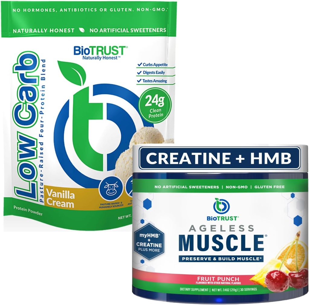 BioTrust Muscolo senza età (Fruit Punch) e basso Carb Multi Protein (Vanilla Cream) Bundle