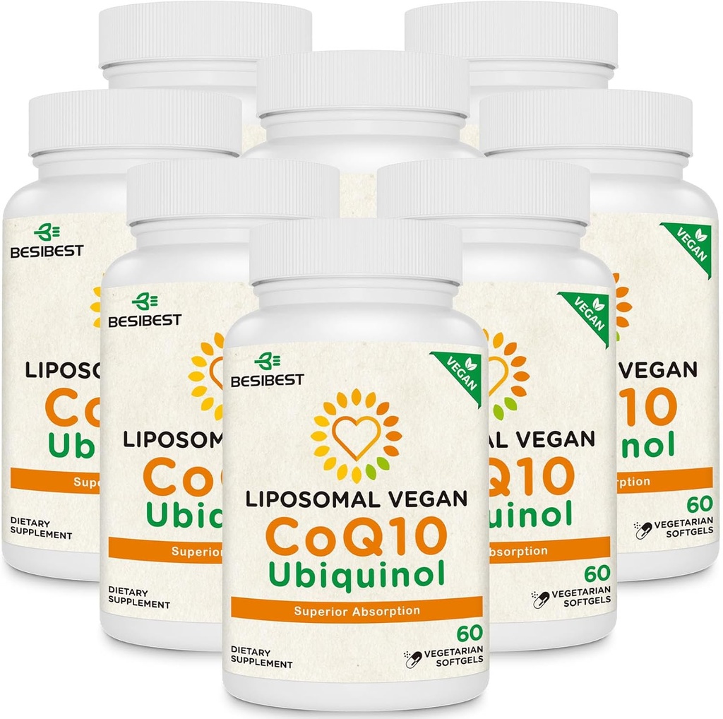 1000mg Liposomal CoQ10 Ubiquinol, 480 Vegan Softgels, Alto assorbimento Ubiquinol CoQ10 Supplemento, Forma antiossidante attiva di Coenzyme Q10 per la funzione del cuore e la produzione di energia
