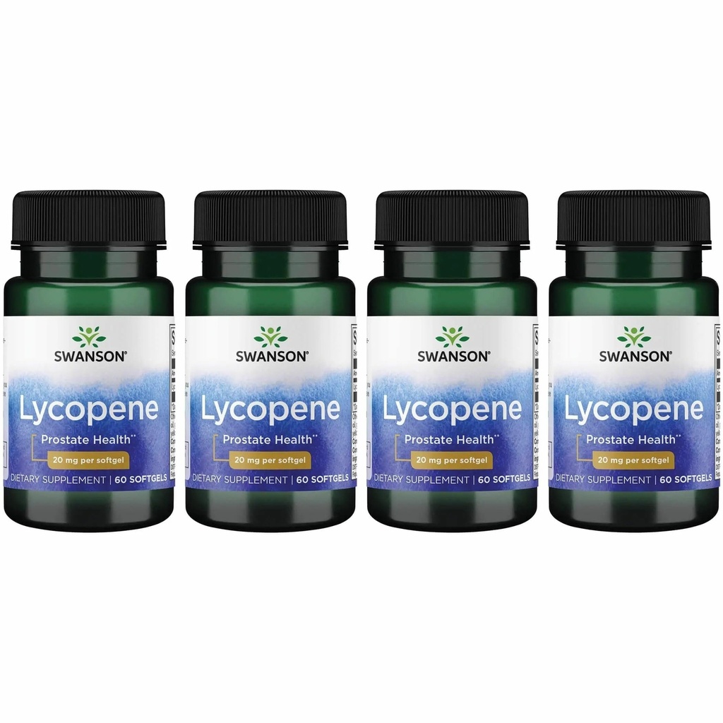 Swanson Lycopene - Supplemento naturale Promuovere la salute della prostata, la salute del cuore, & Supporta la pressione sanguigna all'interno della gamma normale - Mens Health Supplement - (60 Softgels) 4 Pack