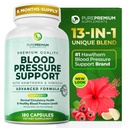 Integratori di pressione sanguigna puraPremium con bacche di biancospino, Hibiscus, aglio e vitamina B12- Ossido nitrico supplemento per la salute del cuore normale, Circulation Health & Blood Pressure Support - 180ct