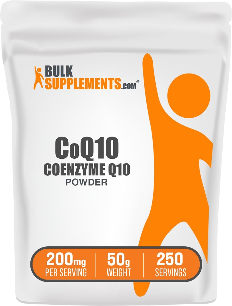 BulkSupplements.com Coenzyme Q10 Polvere - Coenzyme Q10 200mg supplemento, supplemento nutrizionale - Gluten Free, 200mg per porzione, 50g (1,8 oz) (pacchetto di 1)
