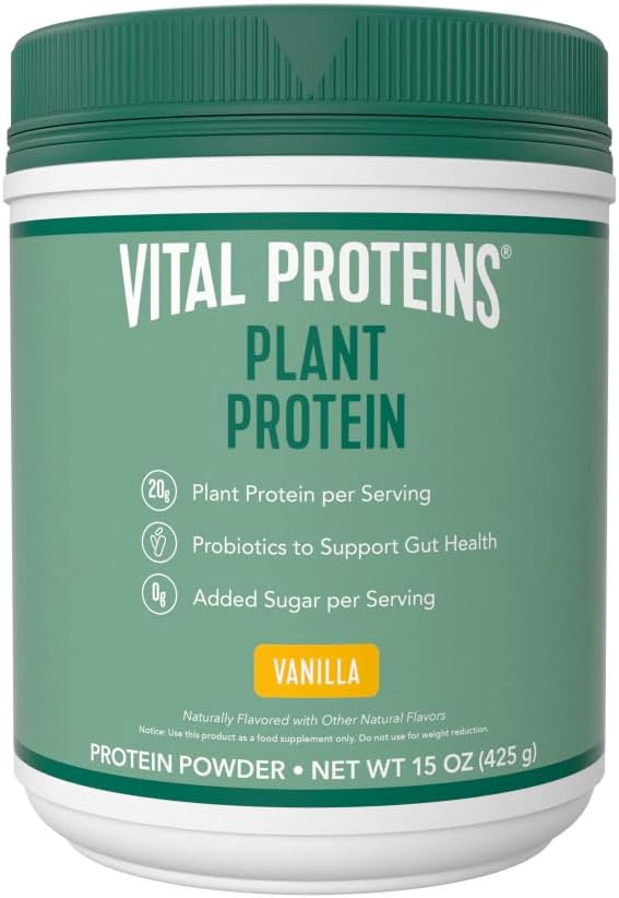 Proteine Vitale Polvere proteica – 20g Proteine a base vegetale con ceci – 1B CFU Probiotico per la salute del fegato, Non Aggiunto Zucchero – Vanilla, 15 oz
