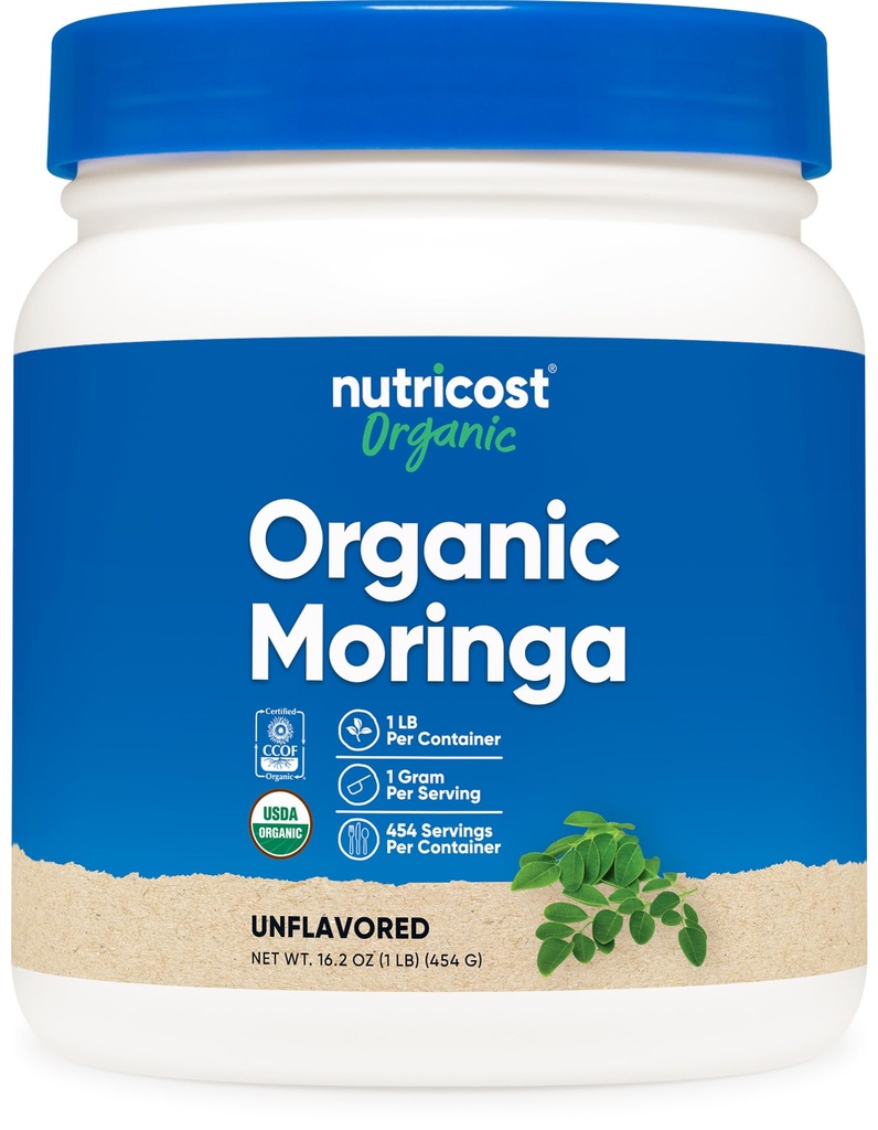 Polvere di Moringa organica di Nutricost 1LB (16oz) - Senza glutine, Non OGM, Per vegetariani
